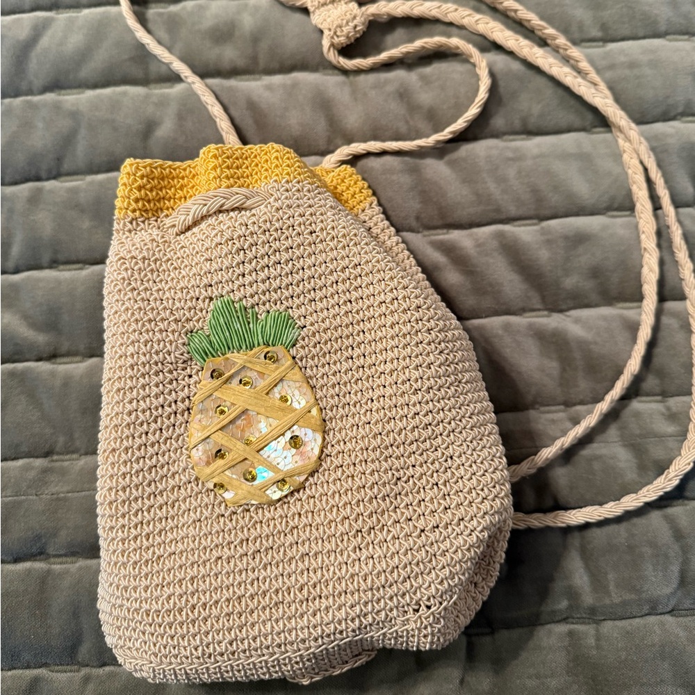 Pineapple Embellished Crochet Bag